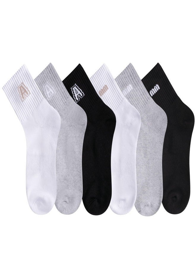 ANT21T Antrop Athletic Crew Socks, 4 Pairs, Letter Print, Quarter Length (US, Numeric, 9, 11, Regular, Regular, WHITE) - Image 2